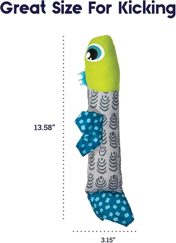 Petstages Catnip Crunch Fish Cat Toy - Bunny Kick Toy for Cats - Crinkle & Catnip-Filled for Wrestling & Play - Durable Polyester Plush for Kittens & Adult Cats