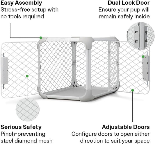 DIGGS Evolv Dog Crate - Slim, Durable Dog Kennel with Removable Ceiling Panel and Modular Design - Safe, Stylish, and Convenient (Ash, Intermediate)