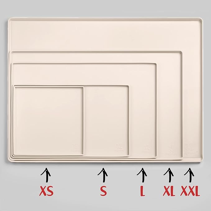 DogBuddy Dog Food Mat – Waterproof Dog Bowl Mat for Food and Water, Silicone Pet Feeding Mats for Floors, Non-Slip Placemat with High Edges for Dogs Bowls, Puppy Essentials (S: 19" x 12", Vanilla)