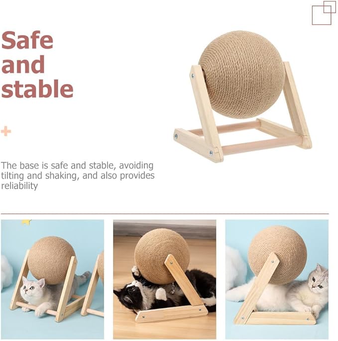 balacoo Cat Scratching Ball: Sisal Scratcher Toy, Interactive Grinding Claw Ball, Rotatable Exercise Wheel to Toy for Small Cats