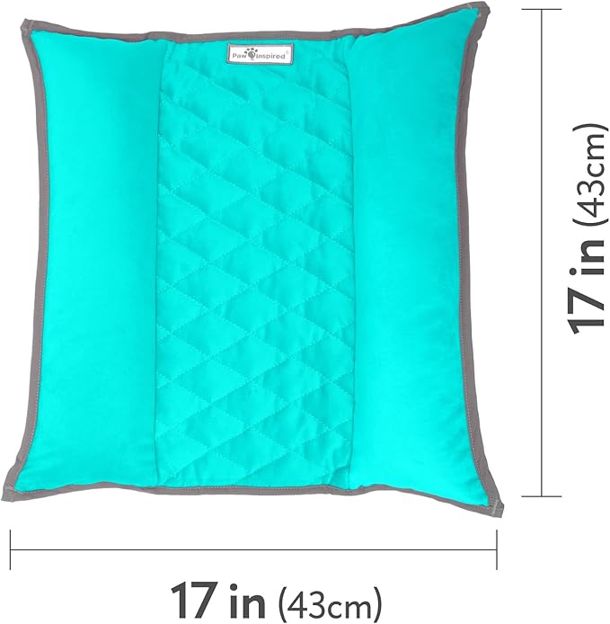 Paw Inspired Snuggle Bunny Bolster Bed for Rabbits, Cats, Dogs and Other Small Pets, Reversible Fleece Flop Bedding with Padded Sides (Gray/Green)