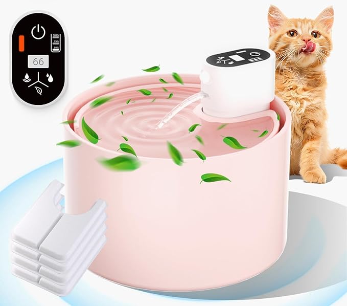 Ceramic Cat Water Fountain,Cat Water Fountain Cordless Automatic with Ultra-Quiet Pump and 4 Filter for Cats, Dogs, Multiple Pets