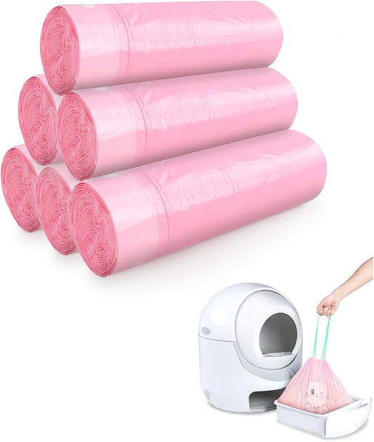 ANWA 120 Count Cat Litter Box Liners for Automatic Cat Litter Box and Litter Box Robot 4/3, Heavy-Duty, Extra Thick, Economy Bulk Pack, Pink