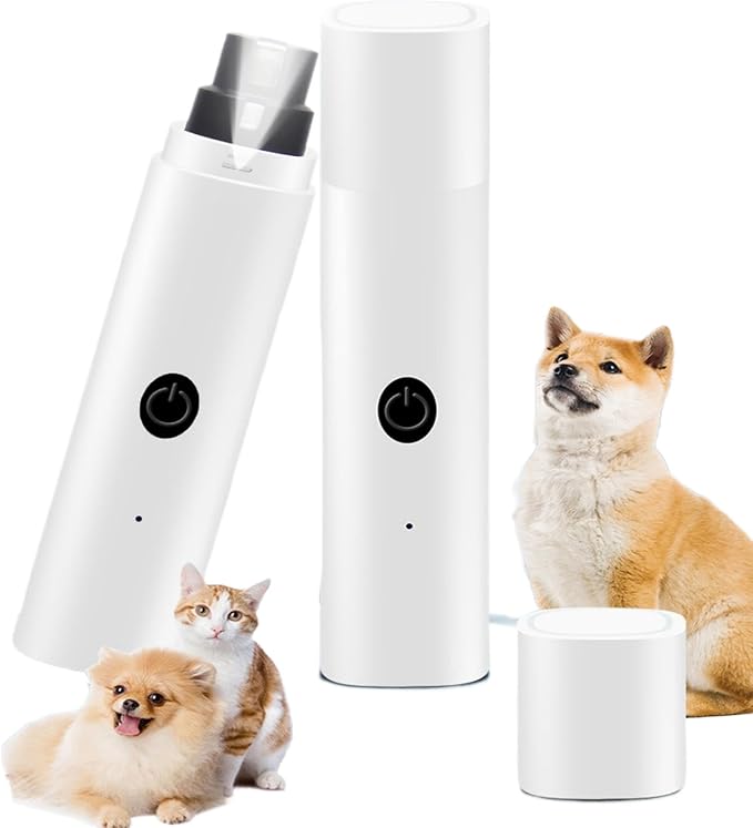 Quiet Rechargeable Pet Nail Grinder - Dog Nail Clippers and Grinder - With LED Lights and Quick Sensor, Diamond-Tip Dust Collector, Suitable for Large Dogs, Small Cats, and Rabbits (Light Green)