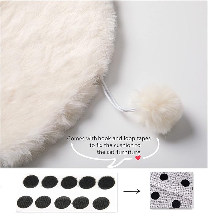SHENGOCASE Round 20" Faux Rabbit Fur Cat Dog Bed Cushion Pad Mat, Cat Tree Tower Replacement Cushion Pad, for Window Perch Carrier House Cage Crate Kennel Furniture
