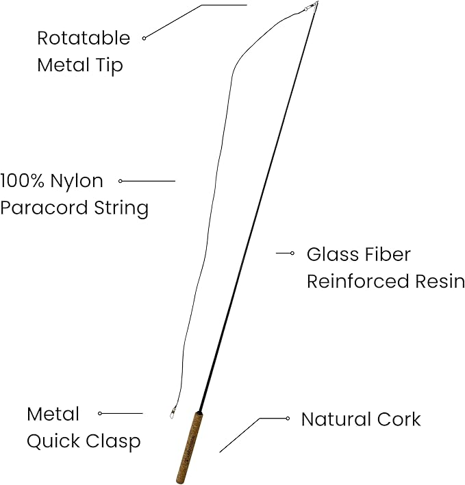 Forever Stick 3 Pack - The Unbreakable Cat Toy Wand, Extra Long Durable Interactive Cat Toy for Indoor Cats, Feather Kitten Toys for Bored Indoor Adult Cats, Bird Teaser Cat Accessories