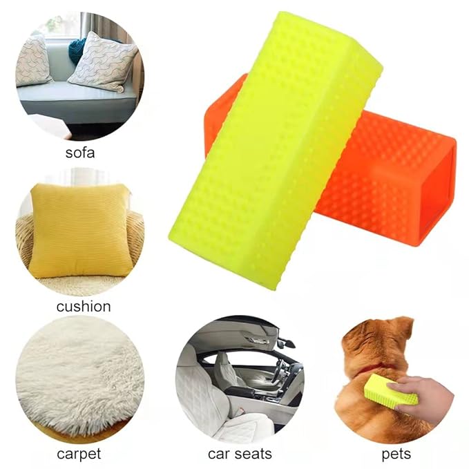 Pet Hair Remover for Furniture and Carpets - Rubber Brush Roller for Sofas and Hollow Cleaner