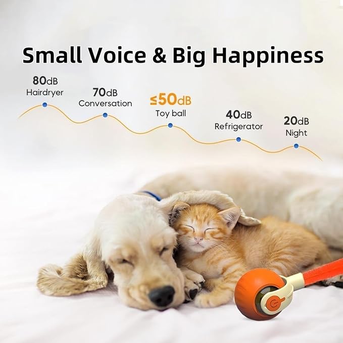 Rocfish Durable Interactive Cat Toys for Indoor Cats, Smart Automatic Cat Chase Ball Toy, Upgraded Speedy Tail Kitten Toy for Bored Indoor Adult Pets (Orange)