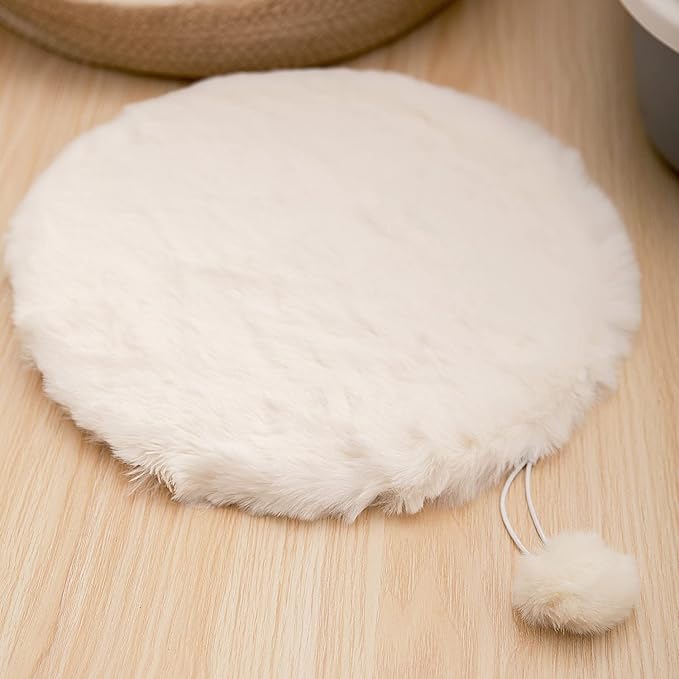SHENGOCASE 2-Pack 17.7" Round Faux Rabbit Fur Cat Dog Bed Cushion Pad Mat, Cat Tree Tower Replacement Cushion Pad for Window Perch, Carrier House Cage Crate Kennel Furniture