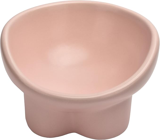 Ceramic Raised Cat Bowl,Elevated Tilted Anti Vomit Cat Bowls for Indoor Cats Whisker Friendly Pet Feeder for Food and Water,Cute Tilted Dish for Flat Faced Cats,Puppies