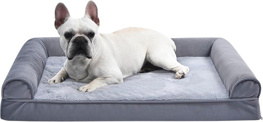 Amazon Basics Living Room Couch Dog Bed with Premium Foam, Pressure-Relief Support for Dogs up to 55lbs, Machine Washable Cover, Large Sized (36" x 27"), Grey