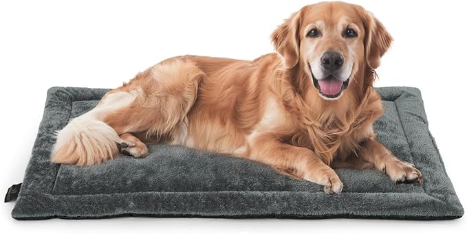 45.3" x 26.8” Machine-Washable Fluffy Dog Bed for 48" Kennel, Soft Crate Mat with Non-Slip Bottom, Cozy Pet Pad for Sleeping, Large Dog Kennel Flat Bed