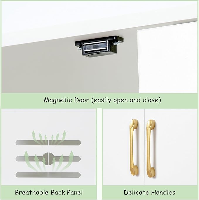 Litter Box Enclosure, 30.9'' High Large Litter Box Furniture, Modern Cat Litter Box Enclosure with Hidden Storage, Side Table, End Table, White GCLB003WT