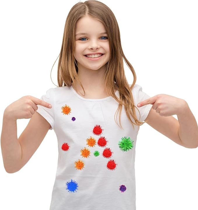 100Pcs Color Flash Cat Toy Balls, Craft Cat Toy Balls with Tinsel, Soft Fluffy Puff Ball for Crafts, Sparkle Glitter Cotton Ball for Kittens Exercise