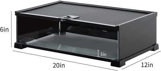 REPTIZOO Small Reptile Tank 20" x 12" x 6" Glass Reptile Terrarium with Top Feeding Habitat for Snake Spider