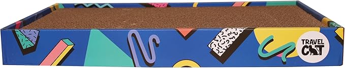 Travel Cat Portable Cat Scratcher - Durable and Recyclable Cat Scratching Board for Indoor Cat, Kitten for Rest, Play, Scratch - Premium 90s Travel Cat Scratch Pad with Box