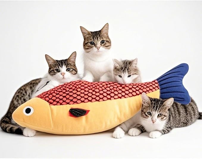 Cat Toys for Bored Indoor Adult Cats - Catnip Toys for Mental Stimulation, Interactive & Durable Kicker Toys for Solo Play, Best for Lazy or Senior Cats (Orange)