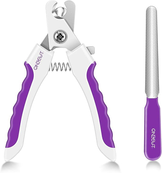 OneCut 6" Dog Nail Clippers for Small, Medium and Large Breed Professional Pet Nail Trimmers -Suitable for Cats, Rabbits and Guinea Pigs with Safety Guard to Avoid Over Cutting (Purple)