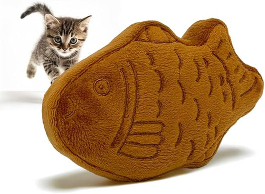 munchiecat Japanese Taiyaki Toy with Organic Catnip | Refillable, Washable for Cats and Kittens | Crinkles