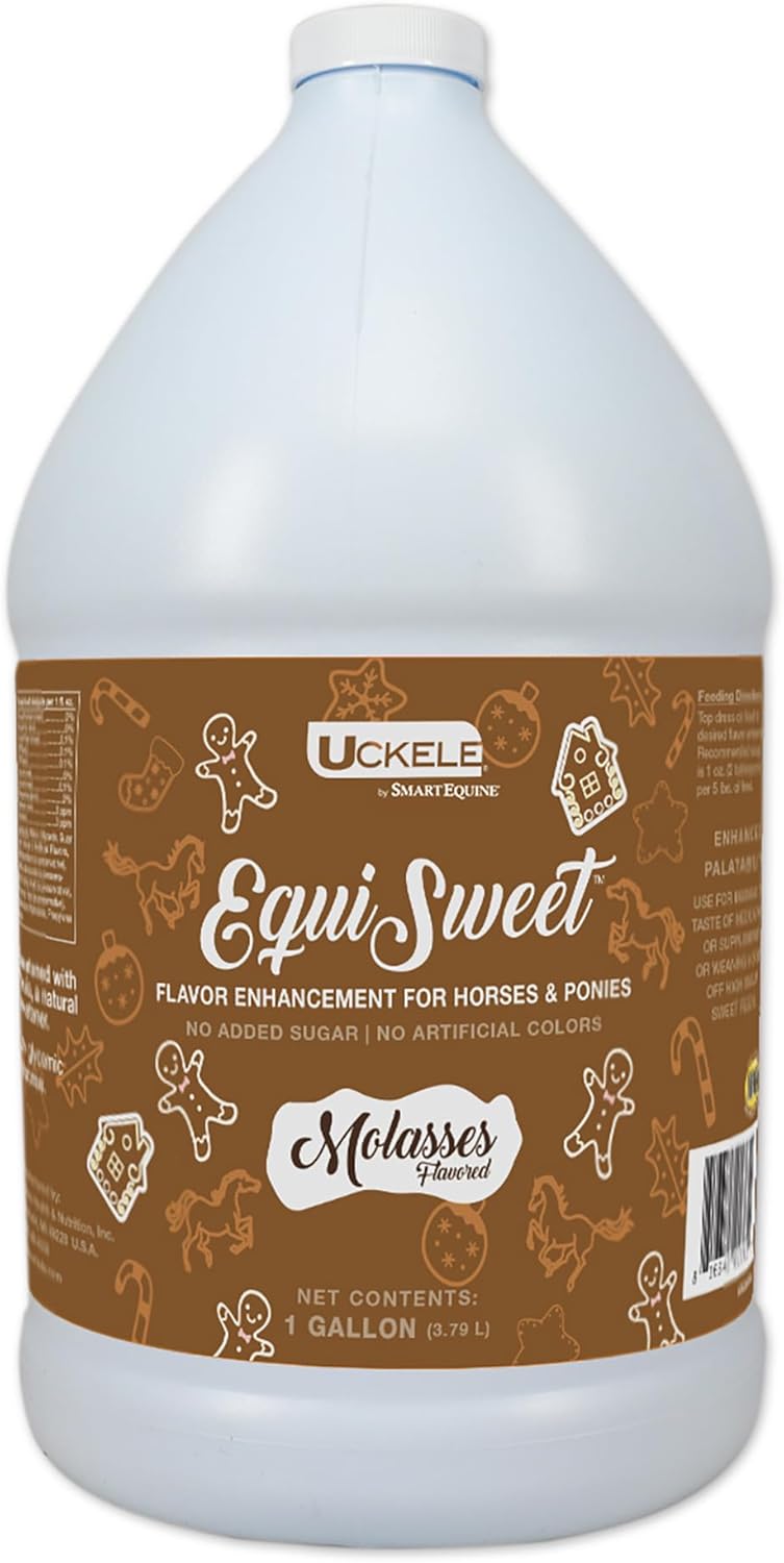 Uckele by SmartEquine Equi Sweet Molasses | Sugar-Free Liquid with Stevia | Perfect for Picky Eaters, Enhances Feed Palatability | 1 Gallon