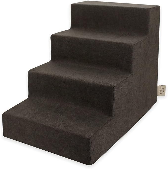 Best Pet Supplies Dog Stairs & Steps - CertiPur-US Made in USA Foam Steps for Small Dogs & Cats, Non-Slip Indoor Balanced Pet Step Support, Dog Ramp, No Assembly, Dark Brown, 4-Step (18-inch Height)