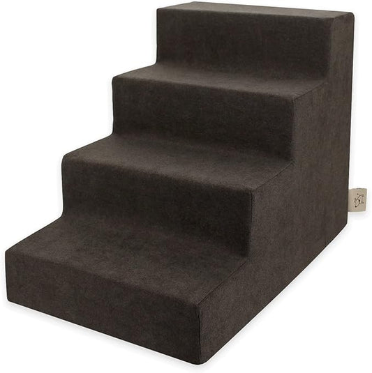 Best Pet Supplies Dog Stairs & Steps - CertiPur-US Made in USA Foam Steps for Small Dogs & Cats, Non-Slip Indoor Balanced Pet Step Support, Dog Ramp, No Assembly, Dark Brown, 4-Step (18-inch Height)