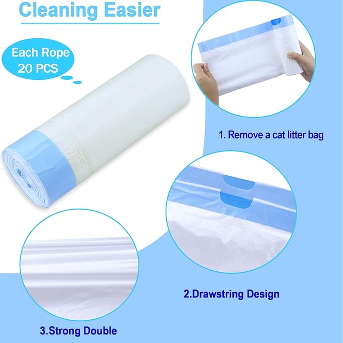 120 Count Cat Litter Box Liners,Waste Bags,Waste Drawer Liners Heavy Duty,Extra-Thick,For Automatic Cat Litter Box & Litter-Robot 4/3,Economy Bulk Pack