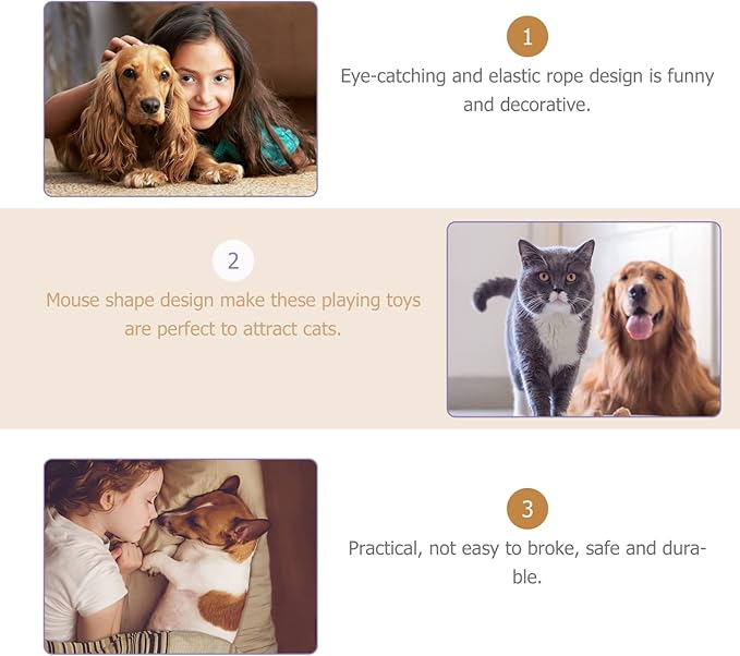 Scicalife Elastic Rope Mouse Toys, Mouse Cat Playing Props, Cat Teaser Interactive Toy Colorful Mouse Toys(Random Color 12pcs)