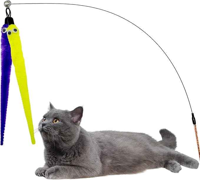 18 Pieces Cat Worm Toy Refills, Cat Toys Wand Replacement Attachments Assorted Worm Toy for Indoor Cats