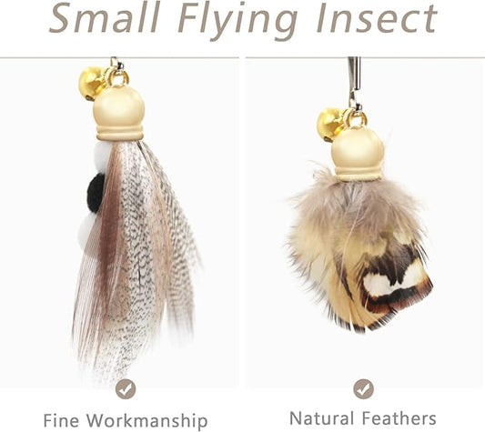SONGWAY Cat Toy Wand Replacement - 8 Pieces Insect Cat Toys, Cat Feather Toy Refills, Cat Teaser Wand Attachments, Interactive Cat Toys for Indoor Cats