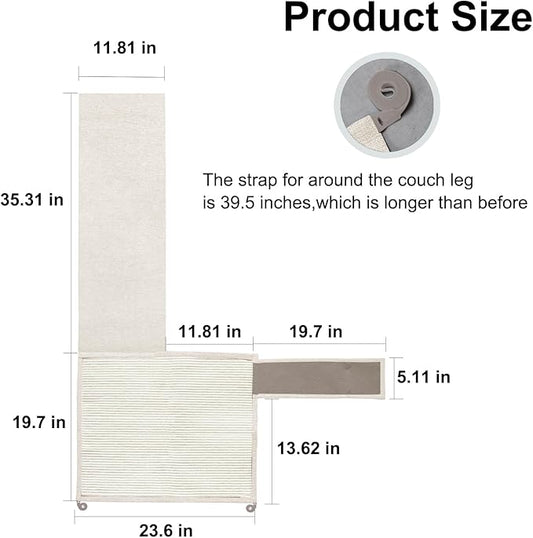 Cat Scratch Sofa Protector,23.6inch L*19.6inch W Cat Scratch Furniture Protector Pad, Couch Arm Sheild with Natural Sisal for Protecting Couch Sofa Chair Furniture(Beige/Right Handed)