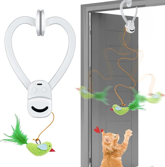 Interactive Cat Toys for Indoor Cats Automatic Electric Flying Bird Feather Cat Toy - Best Kitten & Adult Cat Enrichment Toy Hanging Electric Kitty Toys for Bored Cats