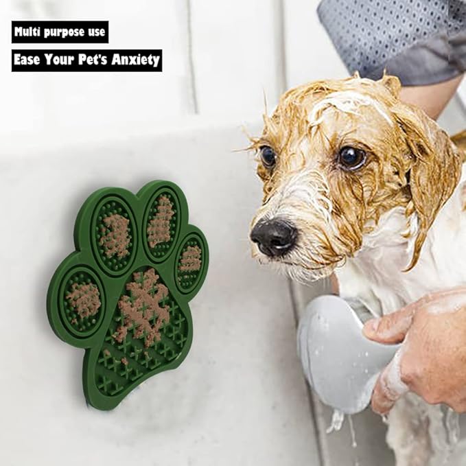 Lick Mat for Dogs and Cats, Premium Lick Pad with Suction Cups,Dog Slow Feeder Dowl Mat for Bathing Grooming Nailing Trimming, Food-Grade, Non-Toxic (Green)