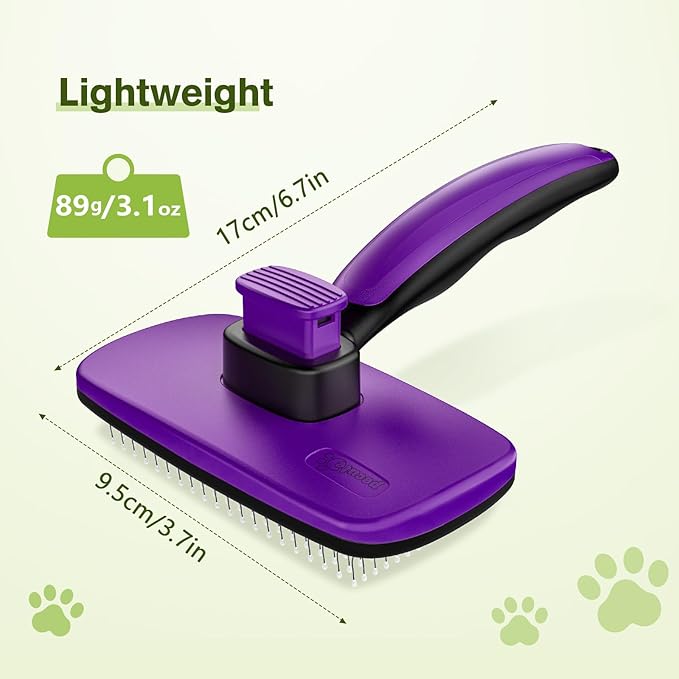 Pecute Self-Cleaning Slicker Brush for Dogs, Cats, Lightweight Dog Brush for Shedding Massaging Grooming, Cat Brush Gently Removes Loose Fur Undercoat for Small Dogs Cats Rabbits of All Hair Types