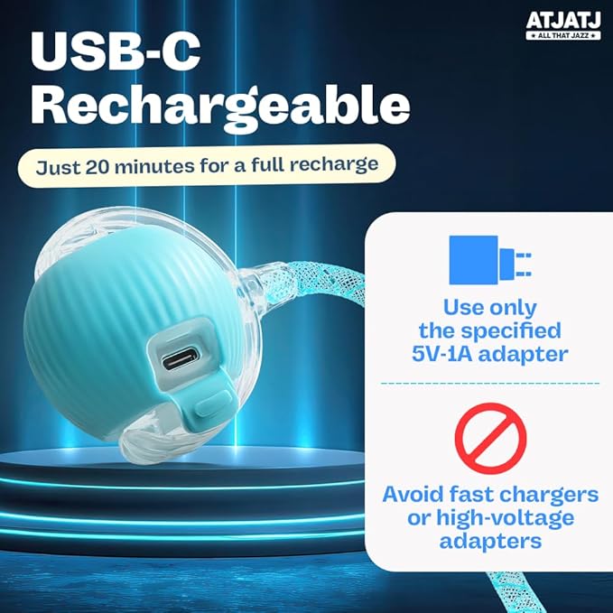 Interactive Cat Balls Toys for Indoor Cats, Automated Smart Ball Cat Toy with Elastic Mesh Tail, 3-Speed Rechargeable Rolling Kitten Toy, Electronic Mental Stimulating Self Play Pet Ball for Fun