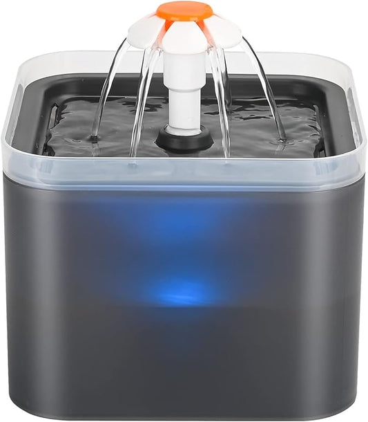 Cat Water Fountain Black Plastic: Cat Fountain Flower - Pet Water Fountain for Cats Indoor - 67oz/2L Small Cat Drinking Fountain with Led Light - Ultra Silent Water Fountain for Cats - AONBOY