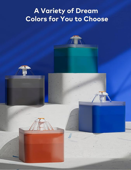 Cat Water Fountain Blue Flower: Cat Fountain Cute - 67oz/2L Small Pet Water Fountain - for Kitten&Kitty& Small Dogs