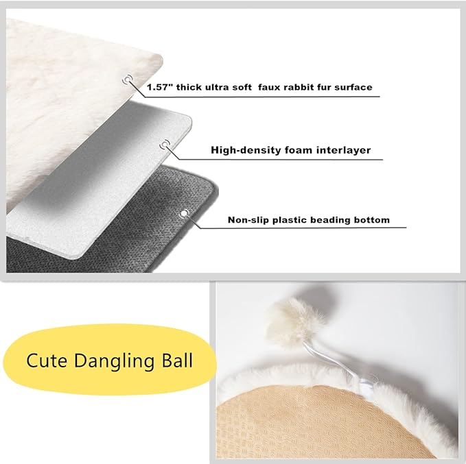 SHENGOCASE 2-Pack 10"x18" Rectangular Faux Rabbit Fur Cat Dog Bed Cushion Pad Mat, Cat Tree Tower Replacement Cushion Pad for Window Perch Carrier House Cage Crate Kennel Furniture