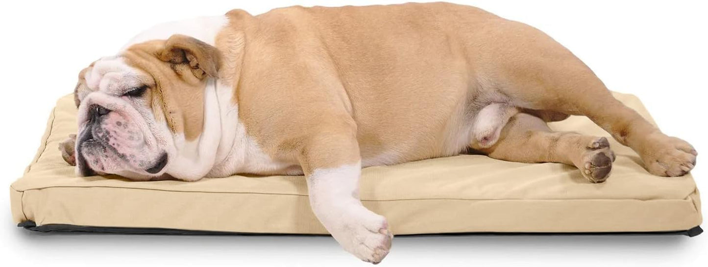 K9 Ballistics Tough Ripstop Orthopedic Dog Crate Bed - Durable Pad with Washable Cover, for Wire Crates, Tie-Downs Included, Size: Medium 35"x22", Sandstone