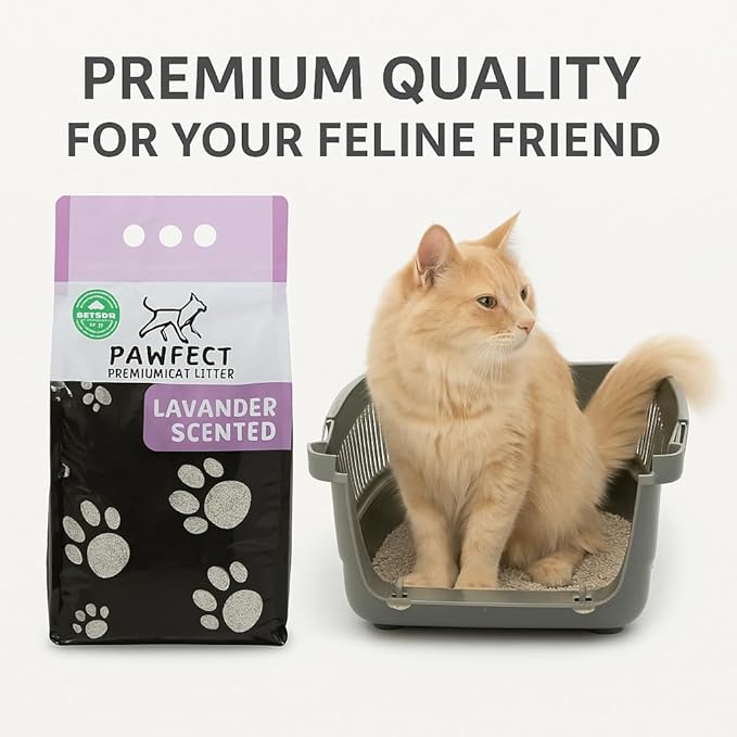Lavender Scented Cat Litter – 17.2 lb / 9L, Fast Clumping, Natural Odor Absorption, Lightweight Formula, Made with Turkish White Bentonite