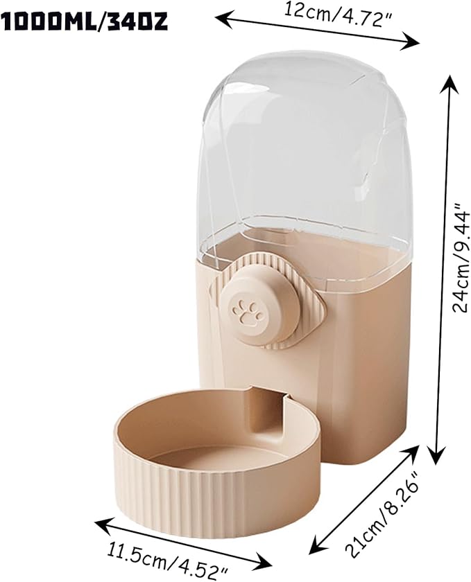 Hanging Cage Automatic Pet Food Water Dispenser 34oz, Large Capacity Feeder Gravity Refill Food and Siphon Suction Water Set for Dog Cat Rabbit Chinchilla and Ferret (Food Dispenser)