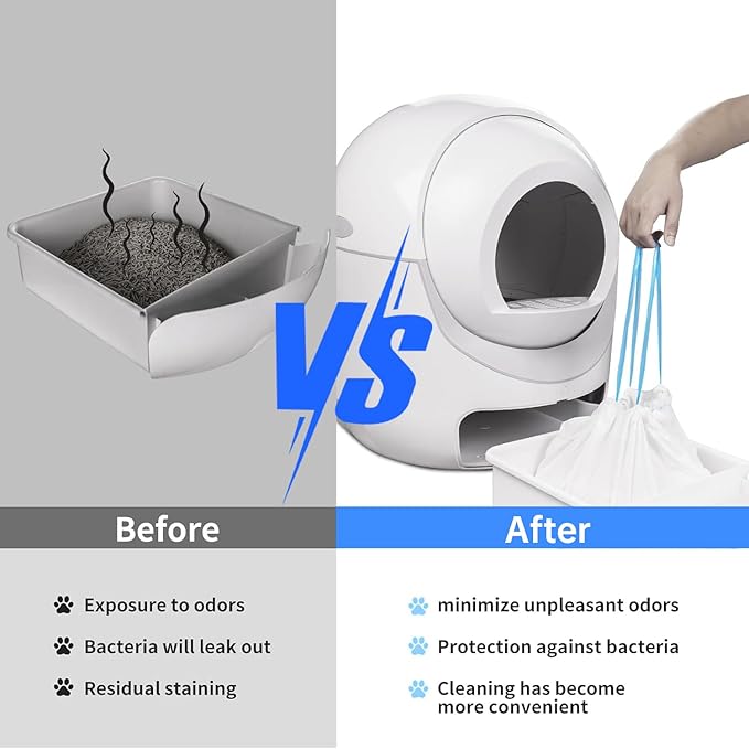 Cat Litter Waste Bags Liners,120 Count Compatible with Litter Box Robot 3&4,Heavy Duty Self Cleaning Automatic Litter Box Bags,25.2" x 15.7"