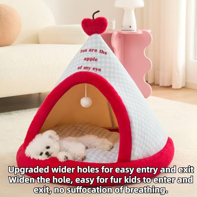 Cat Tent, Foldable Cat Bed Cave, Winter Warm Kitten House, Dog Hideaway House, Pet Bed Hideout for Small and Medium Dogs (Red,Small)