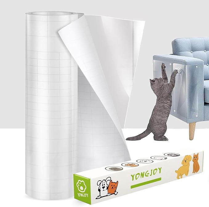 Anti-Cat Scratch Furniture Protector, Flexible Sticky Couch Corner Guard, Thicken Vinyl Cat Scratch Tape (158" x 11.8")