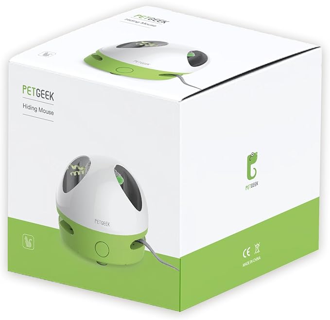 PETGEEK Hidey Mouse Electronic Interactive Cat Toy, Hide Mouse Cat Toy with Squeaky Mouse, Automatic Cat Toys with Catnip Filled Hidey Mouse, Cat Toys Interactive for Indoor Cats Play (Green)