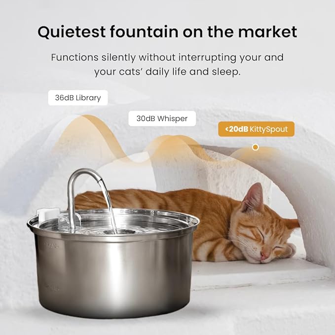 2.0 Large Capacity Stainless Steel Cat Water Fountain – 4L/135oz Indoor Automatic Pet Water Fountain for Cats, Ultra-Quiet Pump, Water Level Indicator, Multi Cat Metal Water Dispenser Bowl