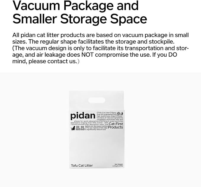 pidan Tofu Cat Litter Clumping,Flushable,Ultra Absorbent and Fast Drying, 100% Natural Ingredients Litter,Solubility in Water,Really Dust-Free,Less Scattering (5.3lb×1bag)