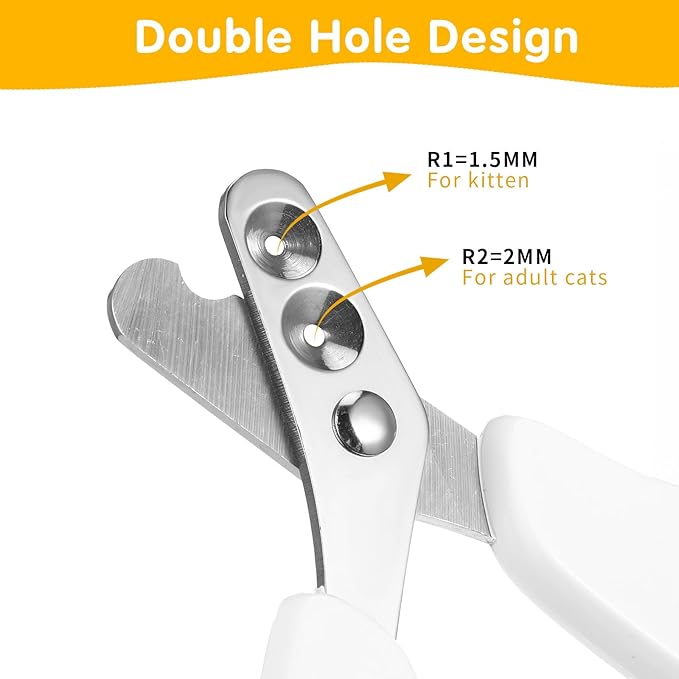 Cat Nail Clippers with Circular Cut Hole, Dogs Pets Nail Clippers & Trimmers Puppy Nails Clipper Cat Claw Trimmer with Safety Guard -Avoid Over Cutting Pet Nails Clipper for Novice Pet Families