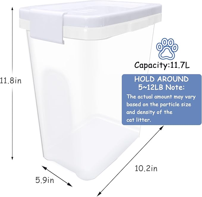 2 Pcs Cat Litter Storage Container with Airtight Lid Cat Litter Storage Bin with Spout Sealable Heavy Duty Bucket