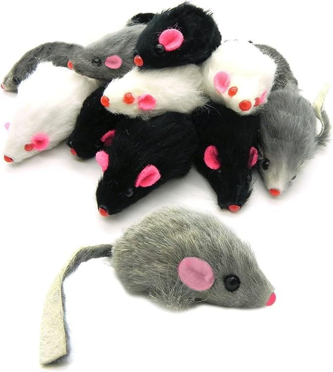 5 Pcs Gray Fur Rattle Mouse Cat Toy Mice Animal Toy Pet Supplies Furry Play Combo - Cat Toy Mix